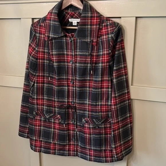 Pendleton 100% Virgin Wool Tartan Plaid Coat Button Front Jacket Size Large - Picture 9 of 13